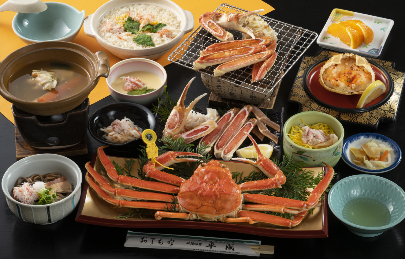 ２日目昼食500ｇ超のタグ付き越前蟹一杯付き蟹コース料理